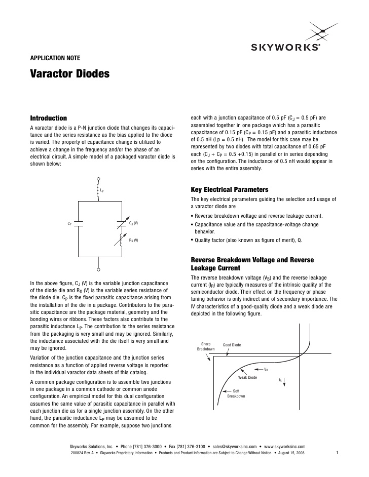 Varactor diode applications circuits diagram