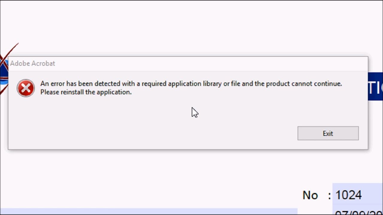 Windows application error adobe reader